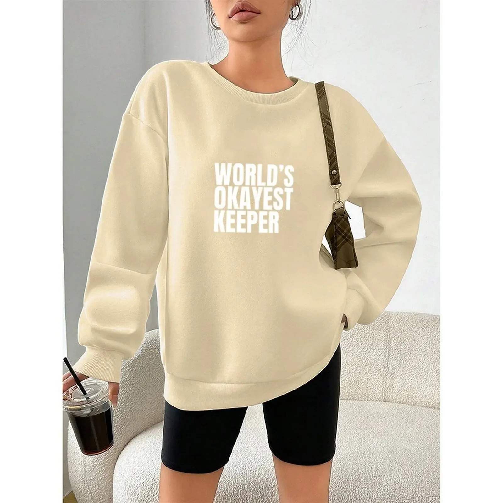 

Womens Round Neck Long Sleeve Velvet Sweater Printed Pullover Casual Loose Fit Warm Tops For Autumn Winter Streetwear Vacation