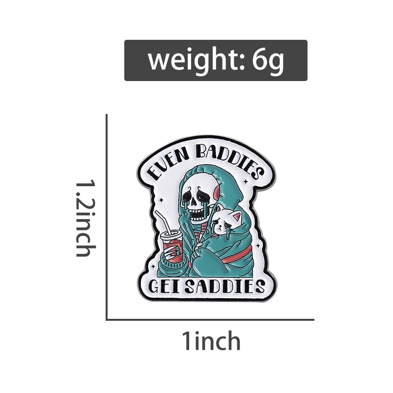 الهيكل العظمي الصحة العقلية المينا دبابيس حتى Baddies الحصول على دبابيس Saddies على ظهره قبعة شارة التلبيب اكسسوارات هدية للأصدقاء