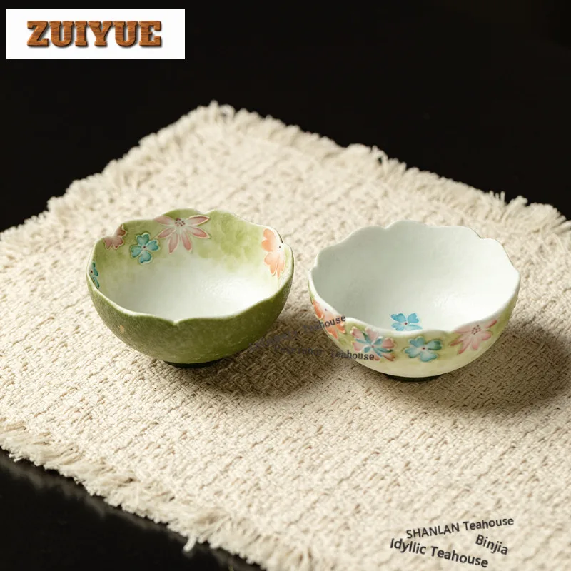 

100ml Hand Painted Flower Teacup Boutique Tea Bowl Sample Tea Cup Tea-tasting Smelling Cup Jianzhan Master Cups Drinkware