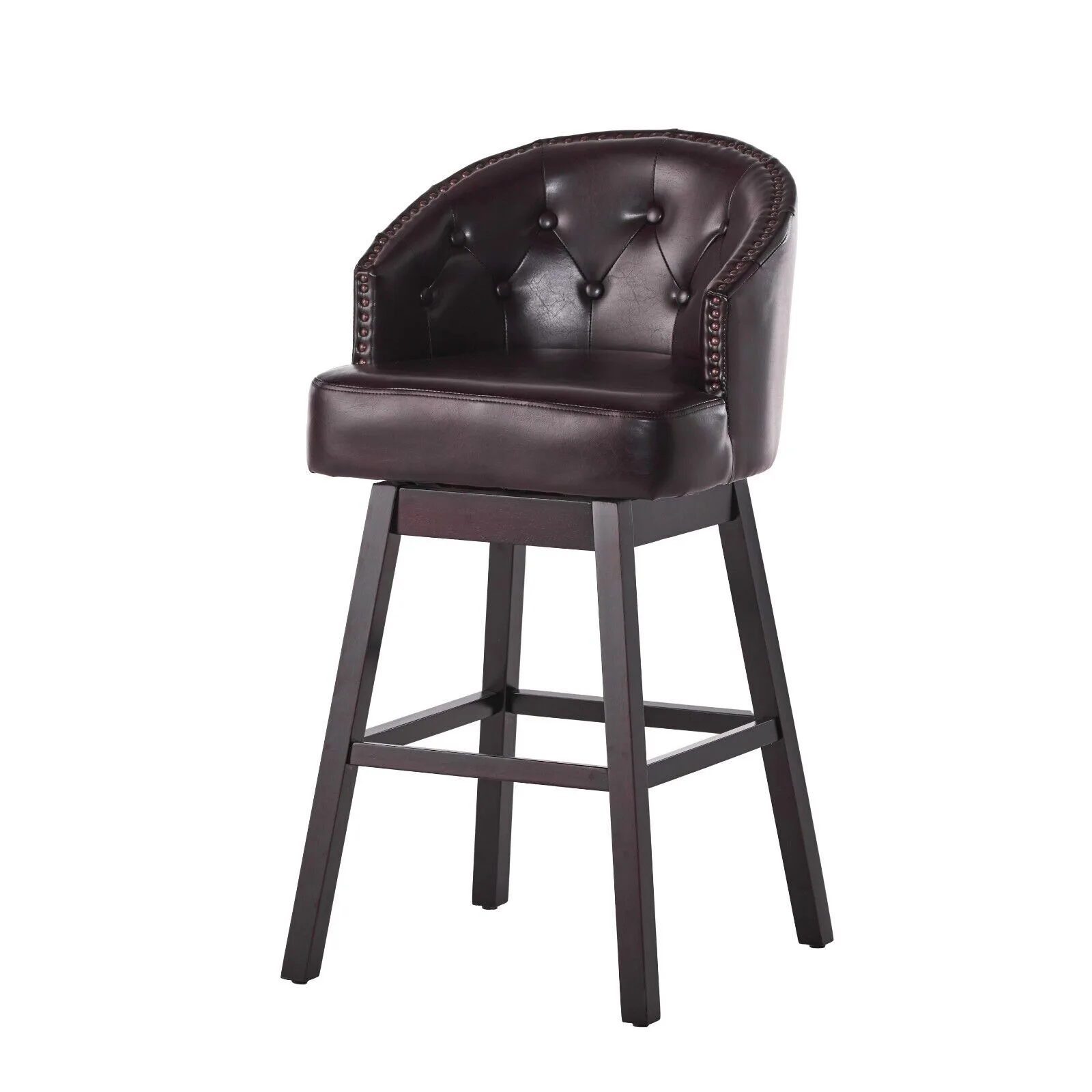 US  Westman 30-inch Brown Leather Swivel Support Stool (Set of 2)-