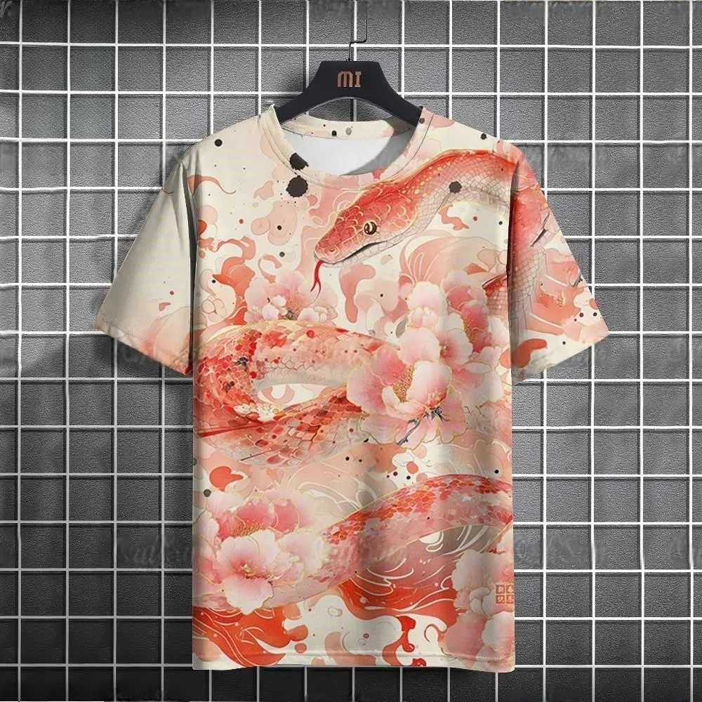 2025 Chinese New Year T-shirt, Unisex, Short Sleeved, Lucky New Year, Snake Pattern, Breathable Fabric, Popular Top