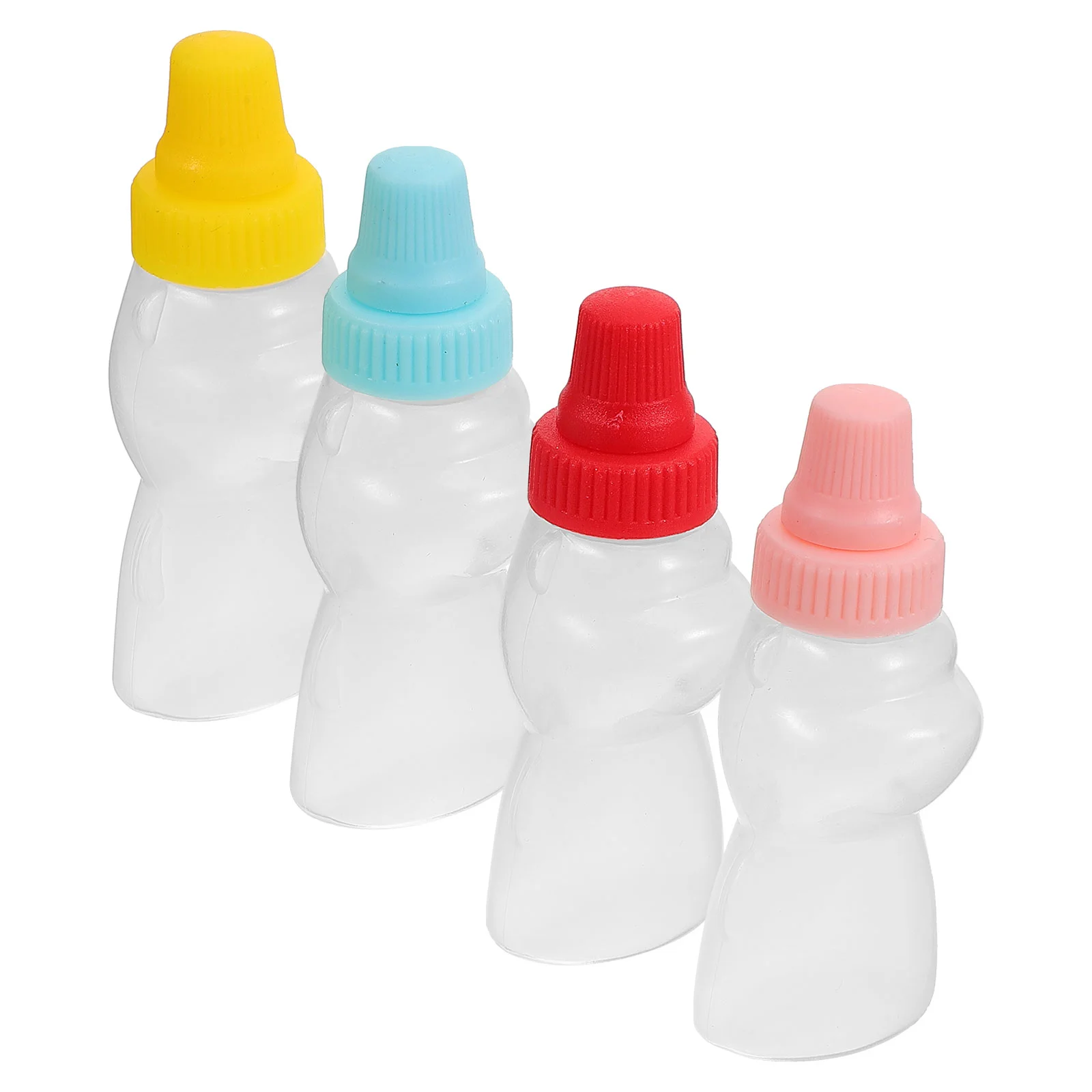 

4 Pcs Mini Sauce Bottles Squeeze Seasoning Ketchup Containers or Small Condiment