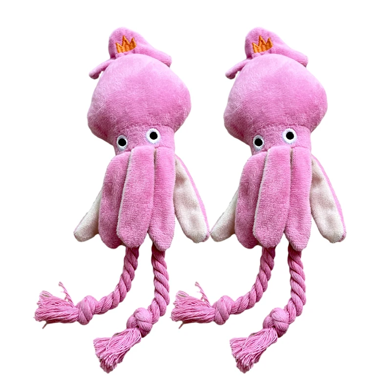 Squid Shape Plush Dog Chew Toys, Cute Octopus, Puppy, Small, Medium Dogs, Squeaky, Bite Resistant Toy, Pets Accessories