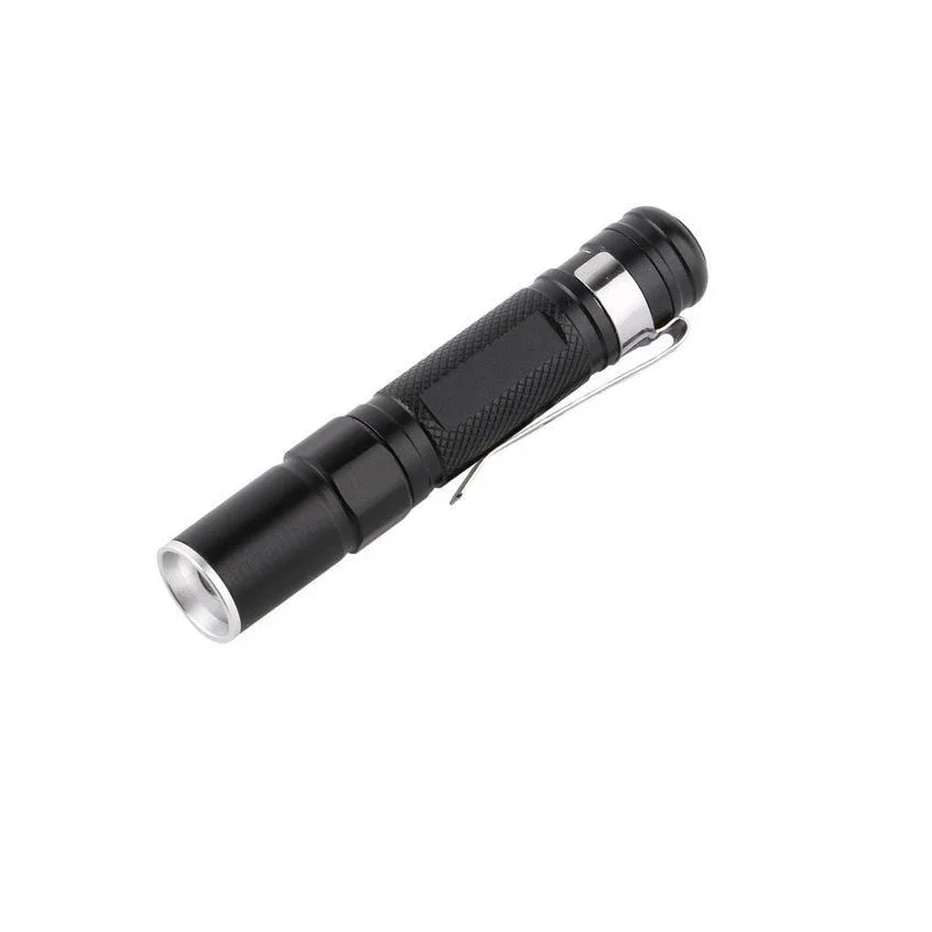 2 واط الألومنيوم المحمولة مصباح يدوي LED ضوء صلب صغير تلسكوبي مصباح يدوي استخدام بطارية AAA مع القلم كليب يده ضوء