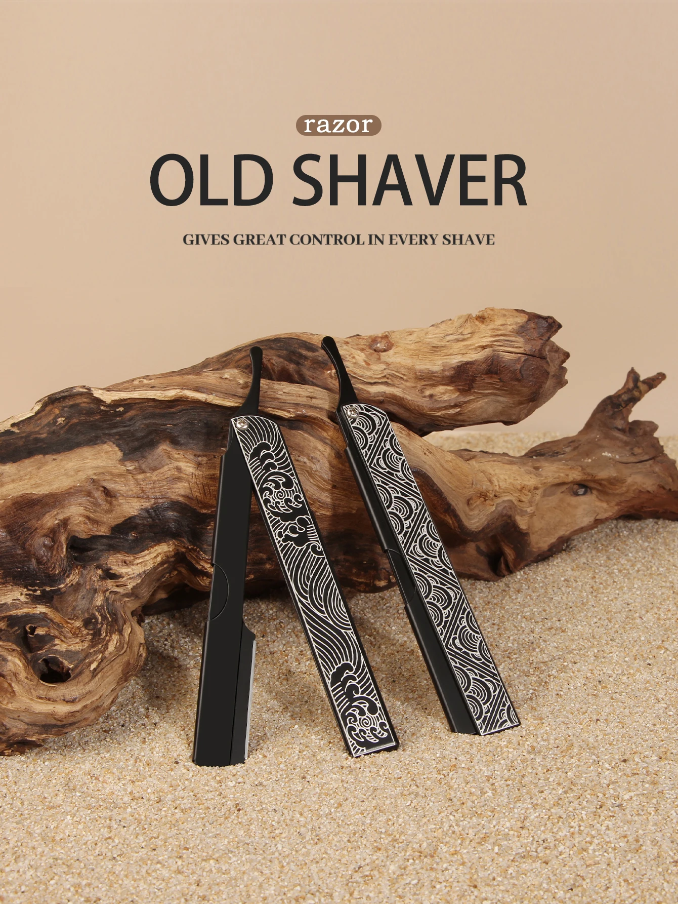 Men\'s Stainless Steel Straight Manual Razor Retro Men\'s Beard Trimmer Folding Safety Hair Barber Cutting Shaving Tools