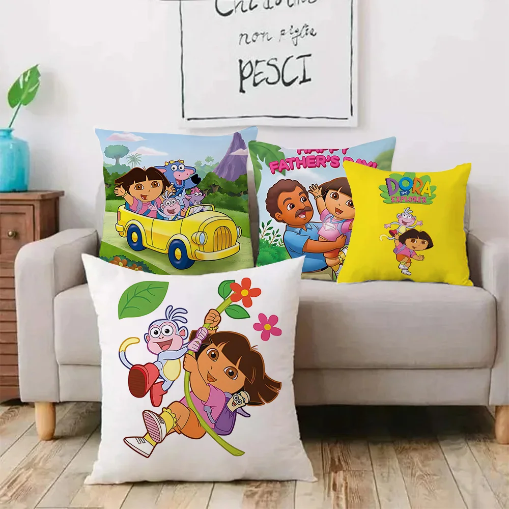 Cartoon D-DoraS the Explorer Pillow Covers Cartoon Sofa Decorative Home Double-sided Printing Short Plush Cute Cushion Cover