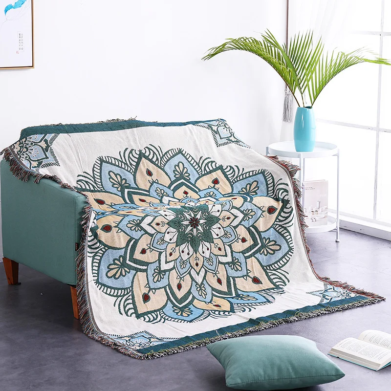 

Bohemian Couch Sofa Blanket Chair Throw Blankets Acrylic Tribal Art Flowers Tapestry Bedspread Tablecloth New Years Xmas Gifts