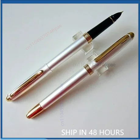 Shanghai For Hero 73 Extra Fine Iridium Pen Pearl White Gold Clip Copper Barrel Hooded Nib Vintage Accounting Fountain Pen（4pcs）