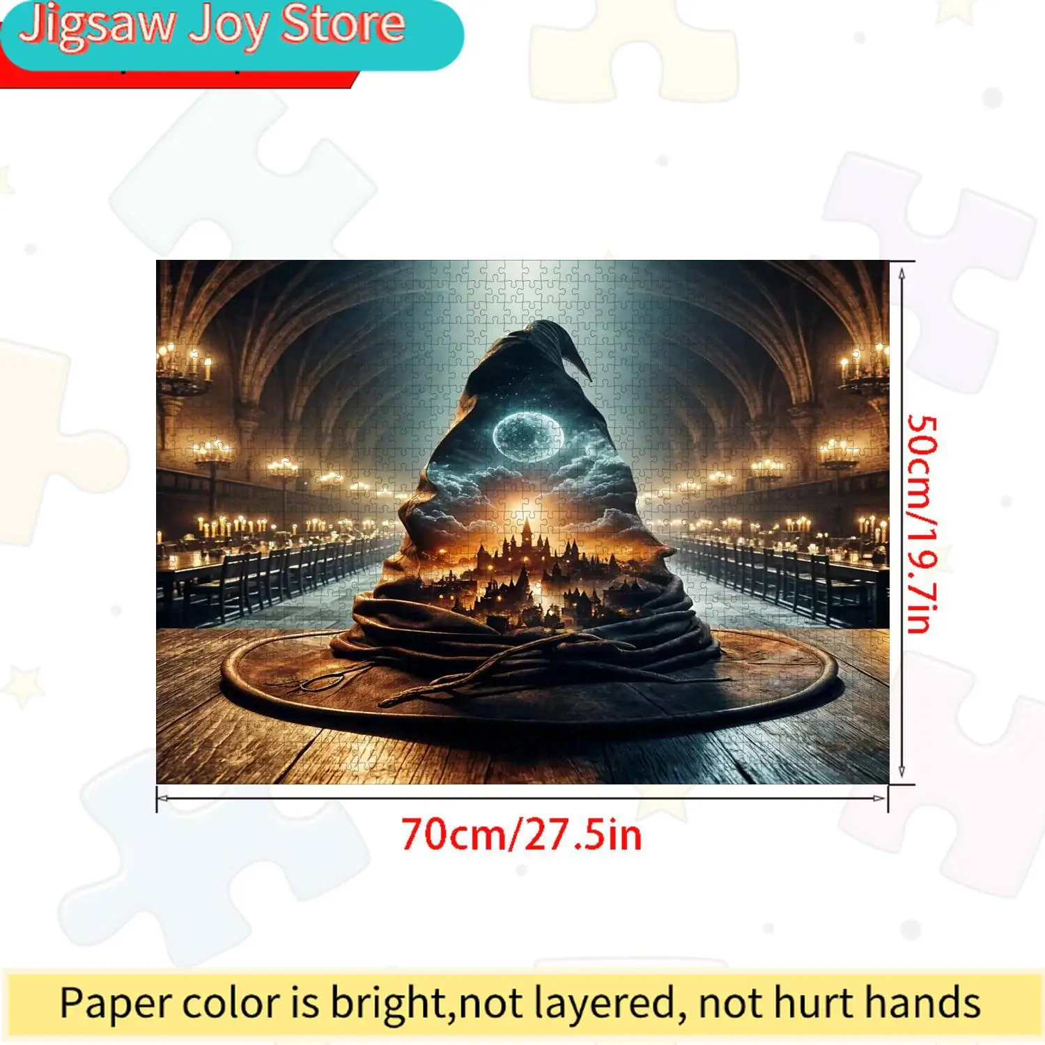 Paper Puzzle - Magician Hat and Castle Design, Magical Challenge Level, Portable Boxed, Suitable for and Family Gatherings, H