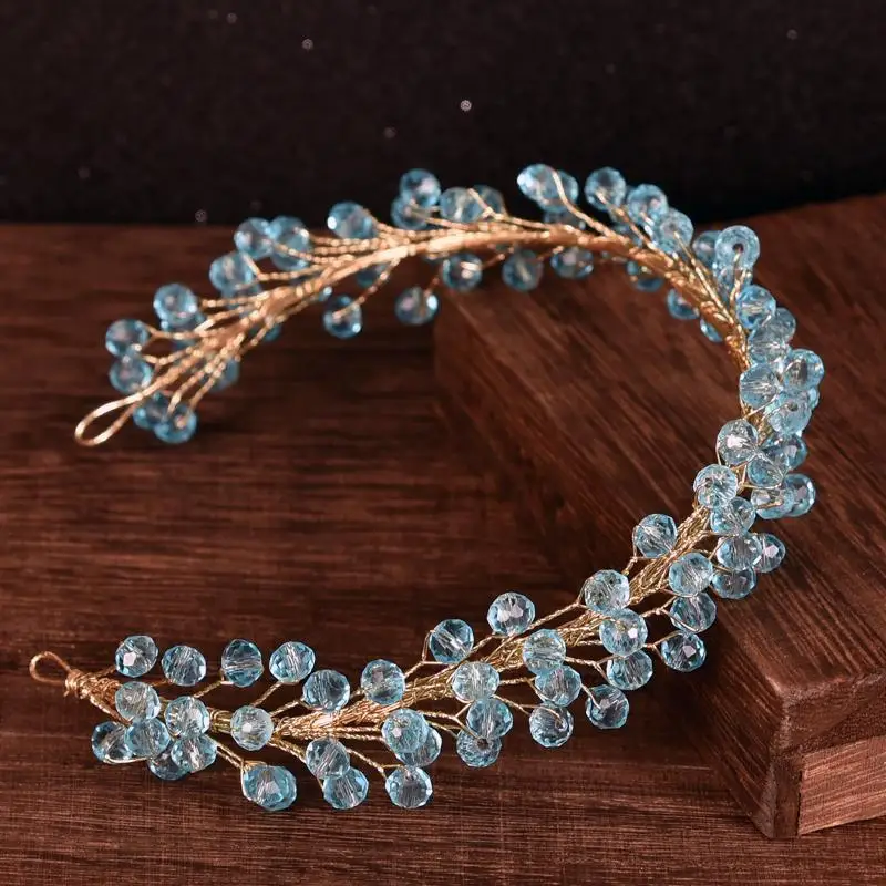 Modischer Perlen-Brautkopfschmuck, Kristall-Handgemachte Ketten-Haarbänder, Damen-Stirnbänder für Hochzeitsfeiern – Detail 9