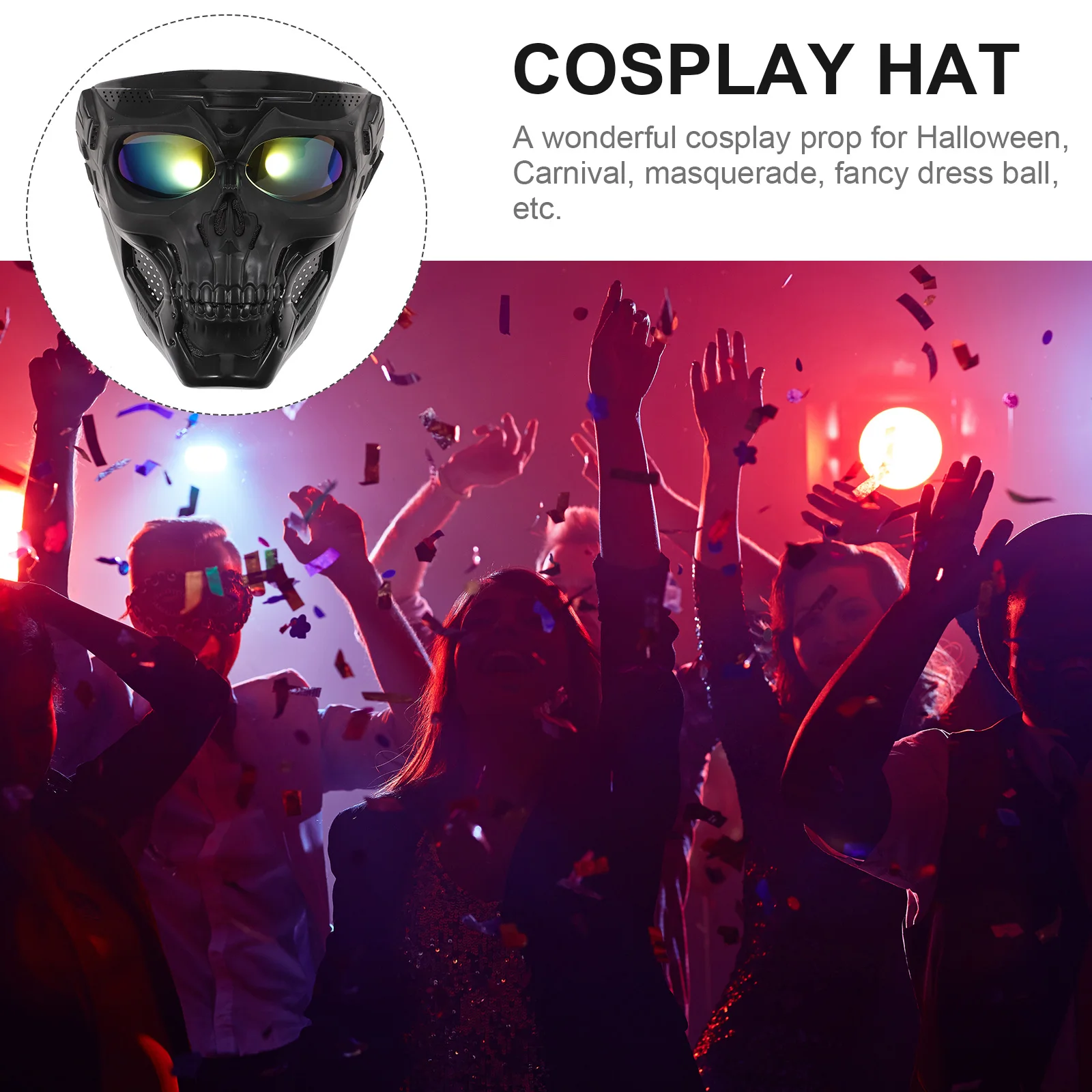 

1pcs Skull Motorcycle Goggles For Men Windproof Uv Protection Impact Resistant Adjustable Strap Riding Gear Costume Prop