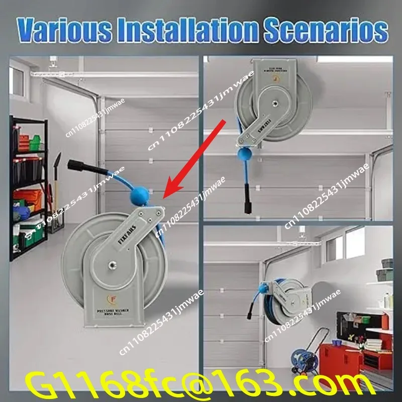 High Quality Telescopic Pressure Cleaning Machine Hose Reel 1/4 60 Foot Heavy-duty Automatic Rewinding Hose Reel with Hose