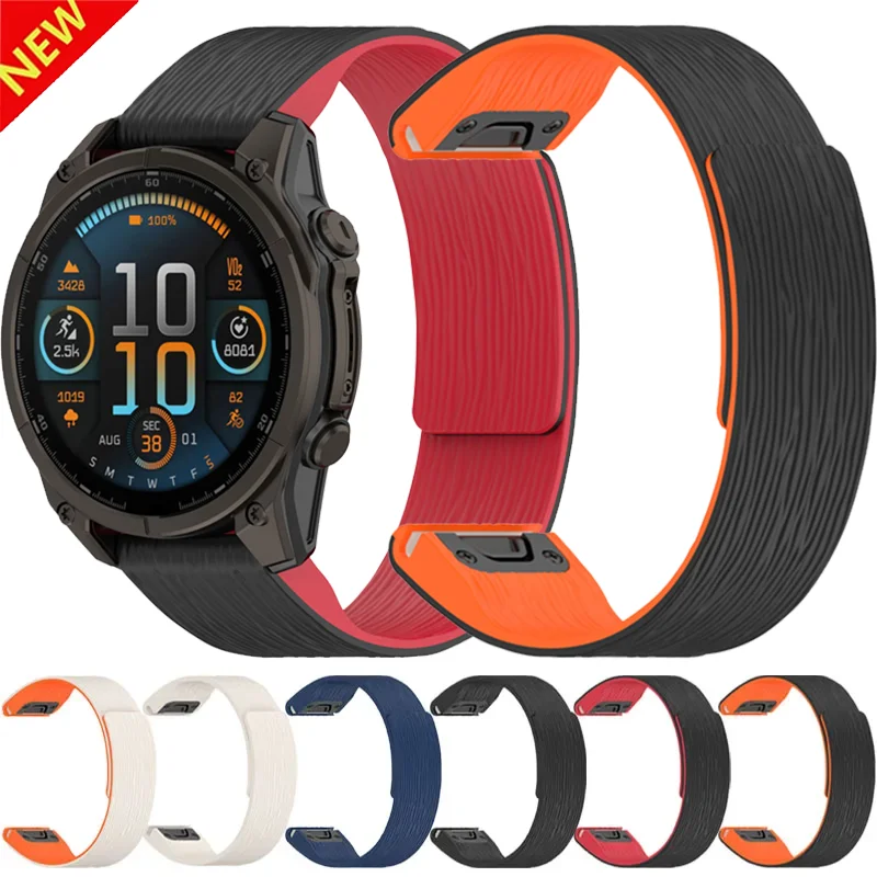 

Магнитный ремешок 20/22/26 мм для Garmin Tactix8/Fenix 8/Quatix8, удобный быстросъемный браслет Instinct 3-2S/Forerunner 970 Correa