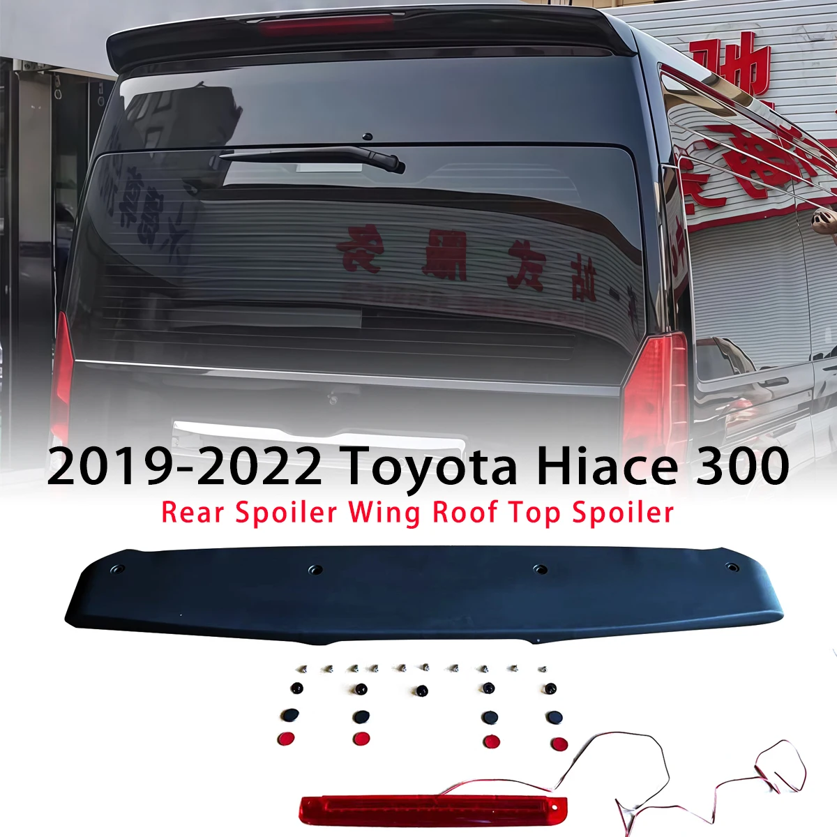 

Fit for 2019-2022 Toyota Hiace Rear Spoiler Wing Roof Top Spoiler