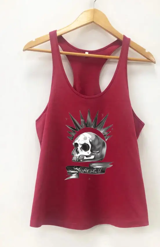 Misfit Skull Gothic Cute Tank Women Fashion Undershirt Singlet Aesthetic Feminist Street Style Sleeveless Garment Kawaii Top Tee