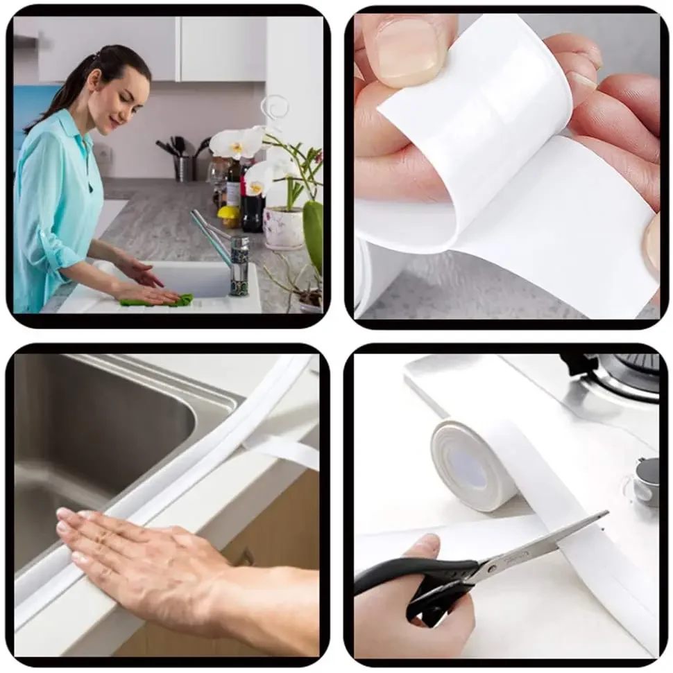 3.2M Self-adhesive Sealing Tape PVC Oil-Proof Kitchen Sink Edge Caulk Tape Waterproof Bathroom Toilet Corner Wall Sticker image 2