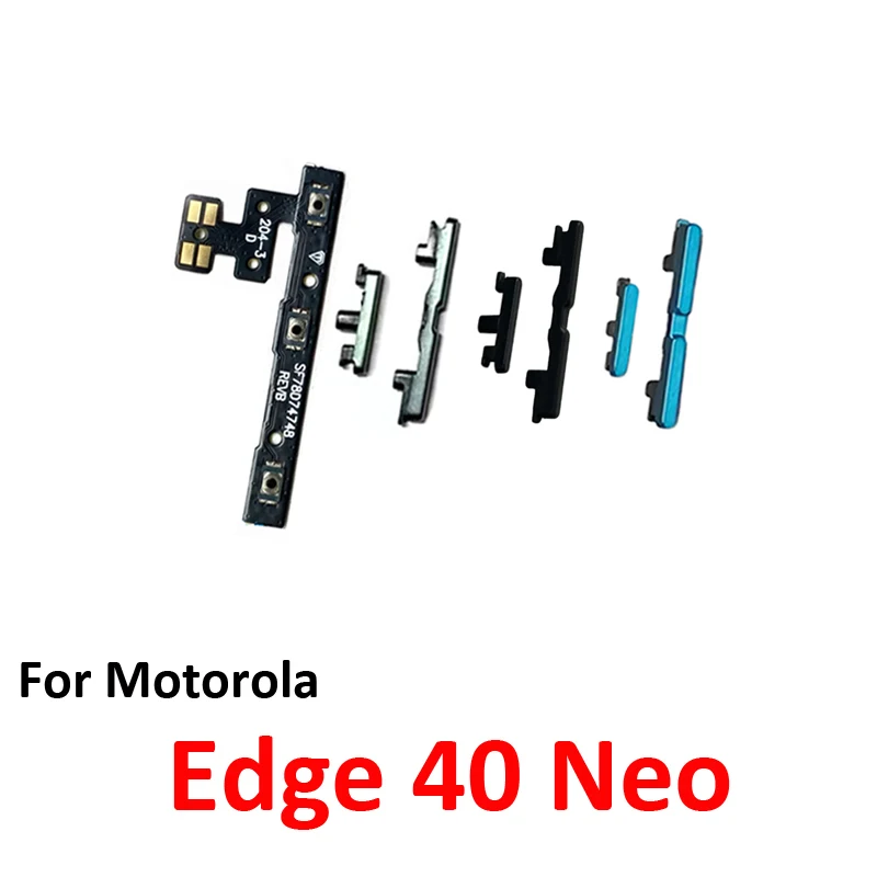 Phone Power Volume Button For Motorola Moto Edge 40 Neo New On Off Up Down Key Internal Flex Cable Repair Parts Black Blue Green image 2