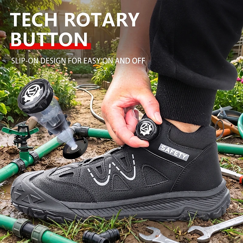Unisex High Ankle Steel Cap Rubber Sole Anti-Slip Puncture Proof Kick Resistant Safety Shoes for Factory Work shoe labor shoes