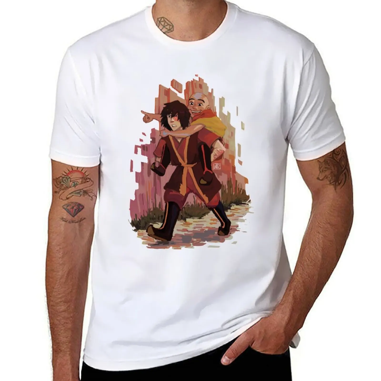 

zuko and aang T-Shirt t shirt man casual man t shirts cotton T-Shirt