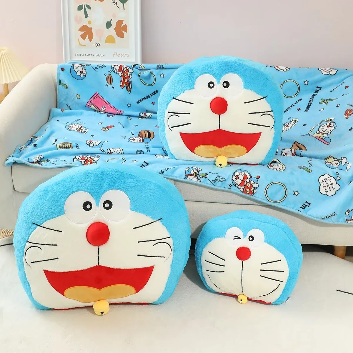 

Cartoon Doraemon Cuddly Pillow Stuffed Anime Plushies Back Cushion Blanket Sofa Bed Sleeping Plush Toy Xmas Gifts Comfortable