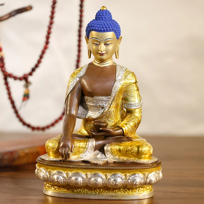 GOOD quality Gilding Buddha statue Asia Nepal temple bless safe healty luck Sakyamuni God bronze copper