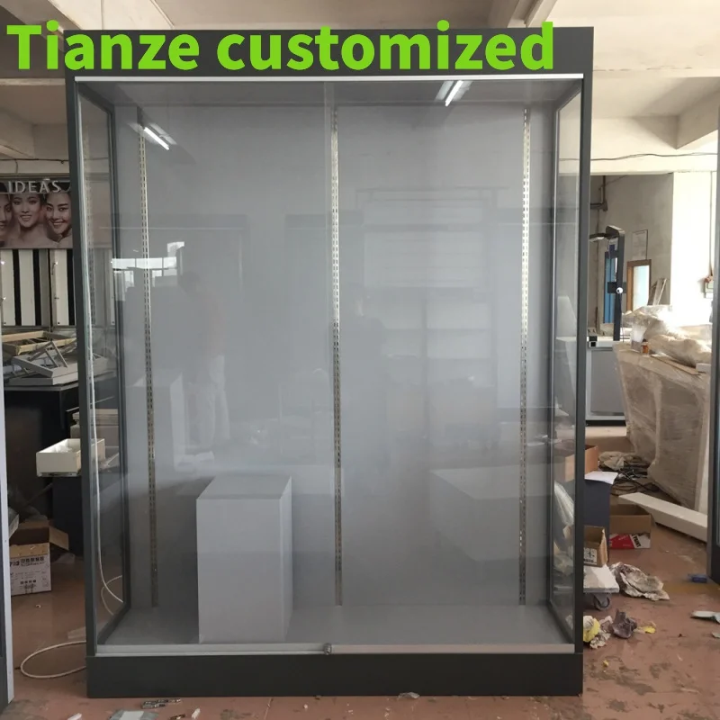 Customized-new design jewelry shop furniture wall mounted glass cabinet display with locks jewelry kiosk shop mall