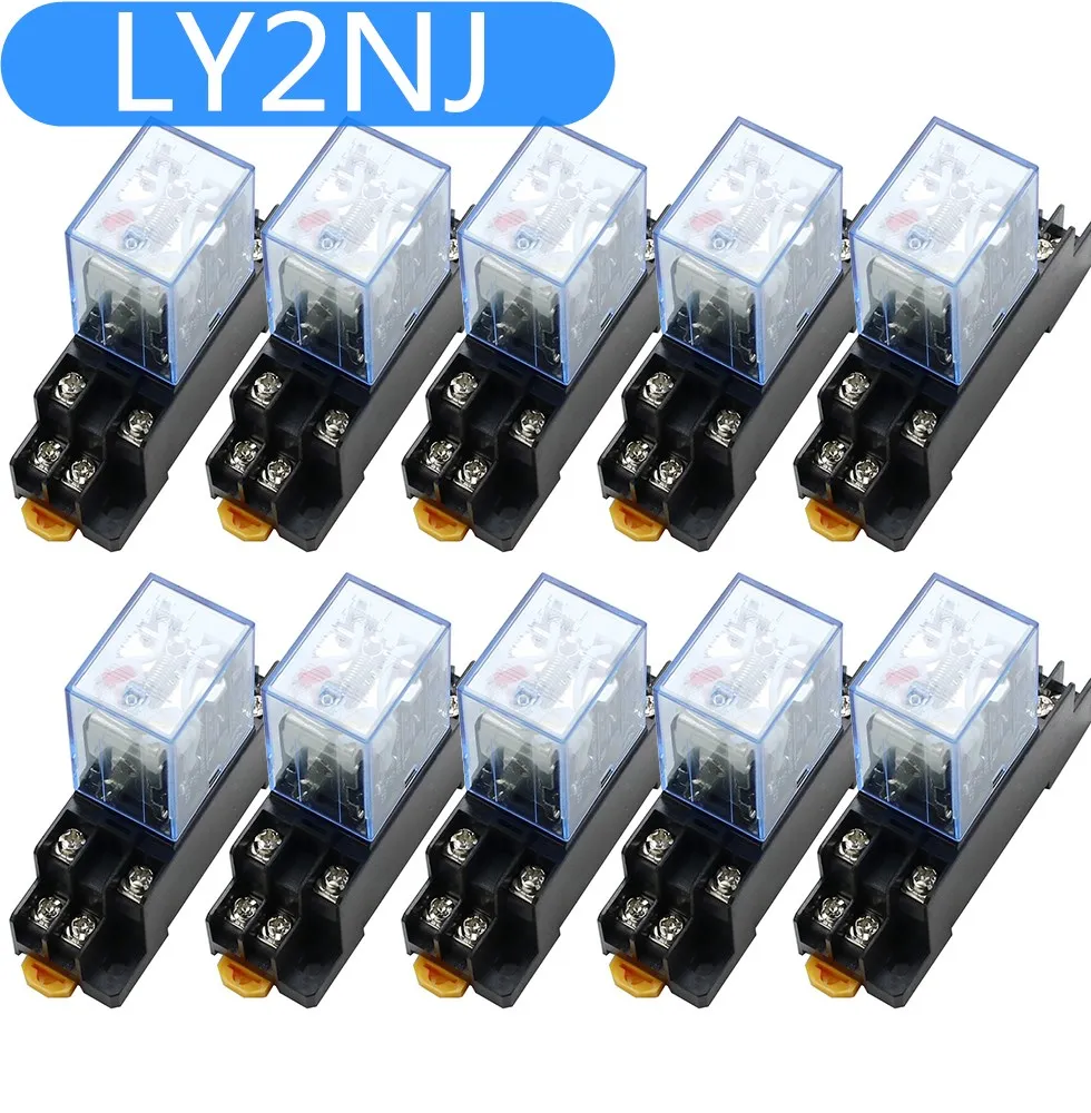 

10set AC/DC 12V 24V 36V 48V 110V 220V Coil Power Relay LY2NJ With Socket