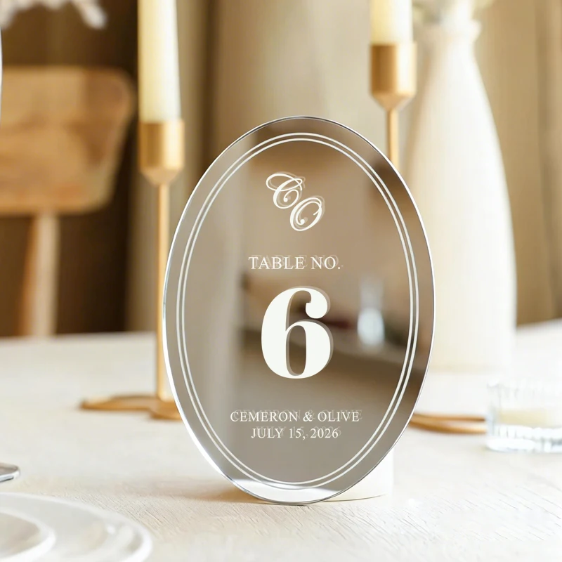 

5pcs Personalized Table Number, Acrylic Wedding Table Numbers, Custom Oval Table Numbers for Restaurant Table Numbers