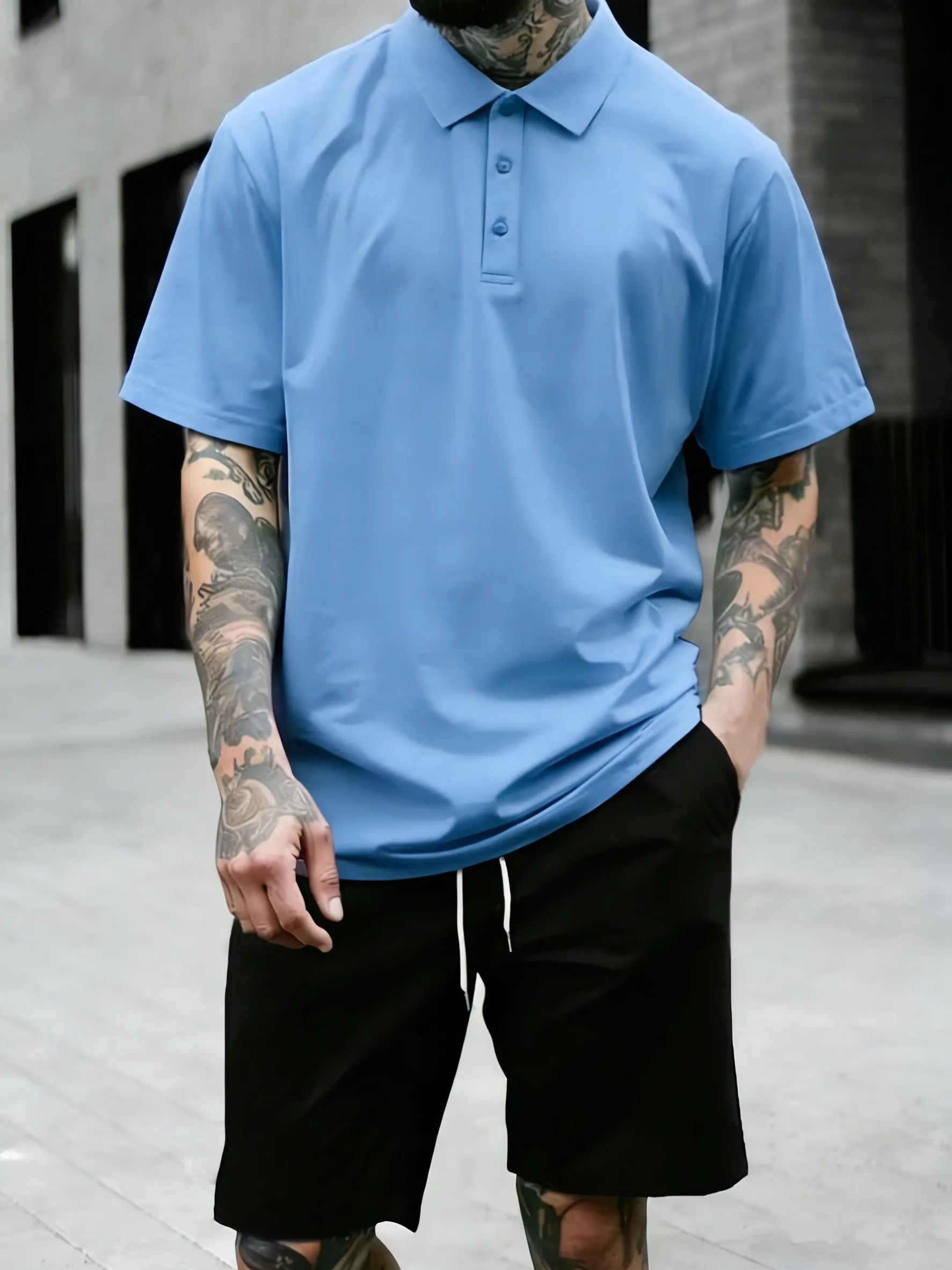 4 Color Summer Loose Polo Shirts Man's Sport Simple Fashion T-Shirts Comfy Button Street Clothing Basics Culture Soft Pullover