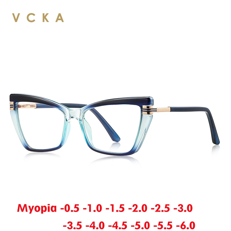

VCKA Classic Myopia Glasses Frame Fashion Men Design Women Anti-Blue Light Custom Prescription Optics Eyewear -0.50 to -6.0
