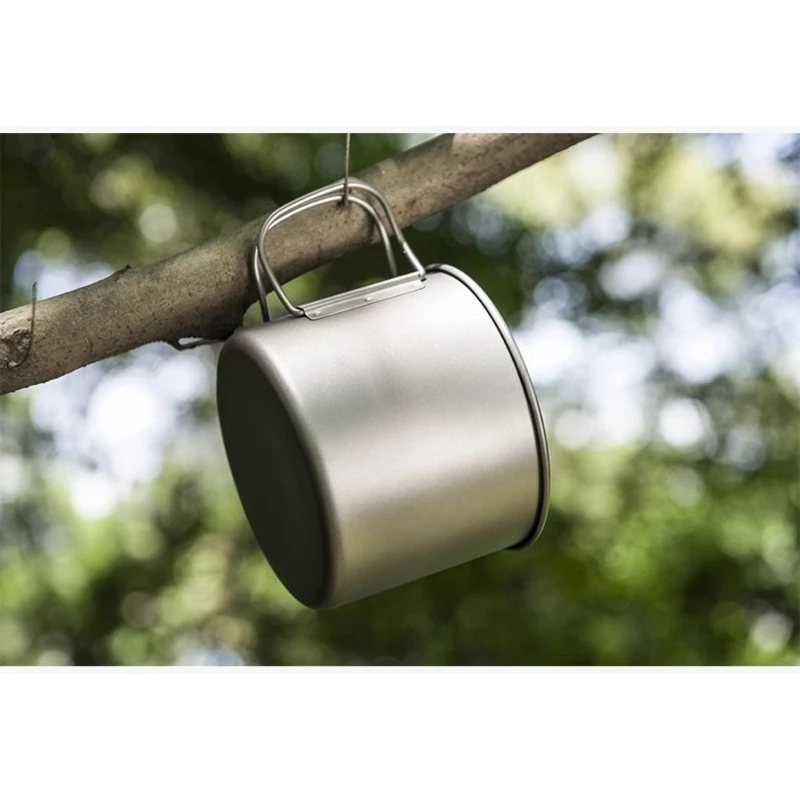 

Folding titanium cup portable outdoor cup pure titanium water tea coffee mouth camping single layer