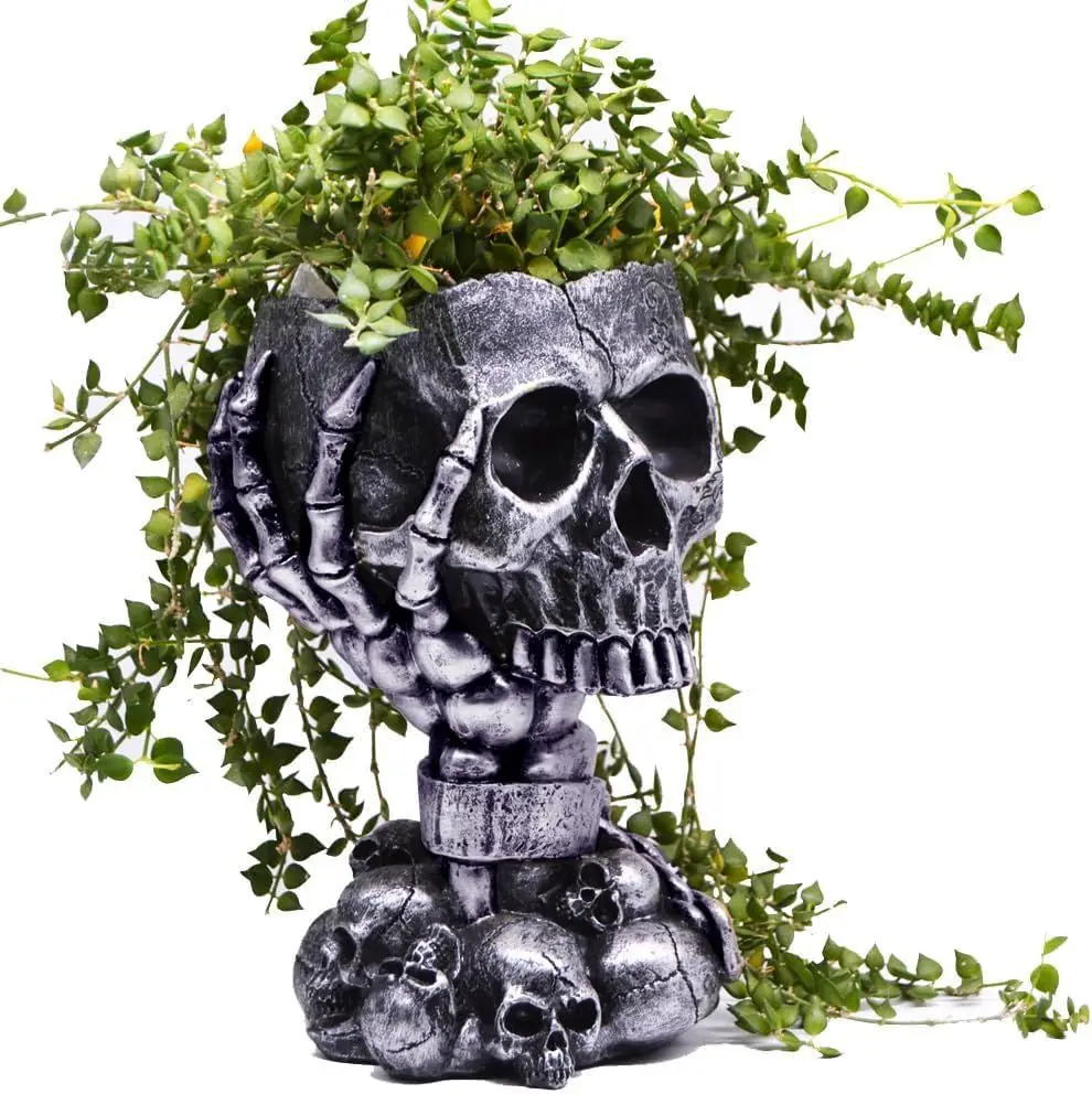 Skull Planter, Gothic Planters for Halloween Decorations Indoor/Outdoor Plants, Goth Flower Pots, Plant Pots