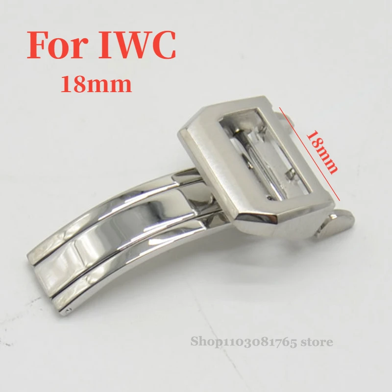 Watch Buckle for IWC Pilot Mark Portuguese 18mm Stainless Steel Deployment Folding Clasp Rubber Bracelet Watch Accessories