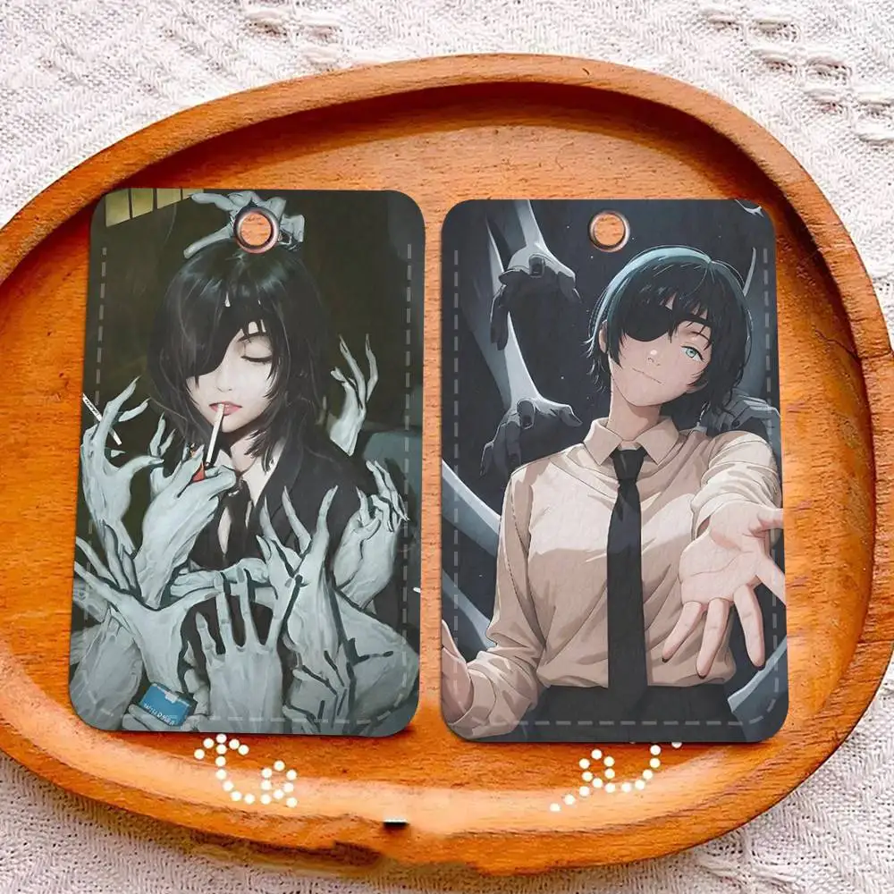 Anime C-Chainsaw M-Man Himeno Manga - Porta Tarjetas de Acceso, Llavero, Anillo para Llaves, Etiquetas de Acceso a Puertas, Porta Tarjetas de Identificación