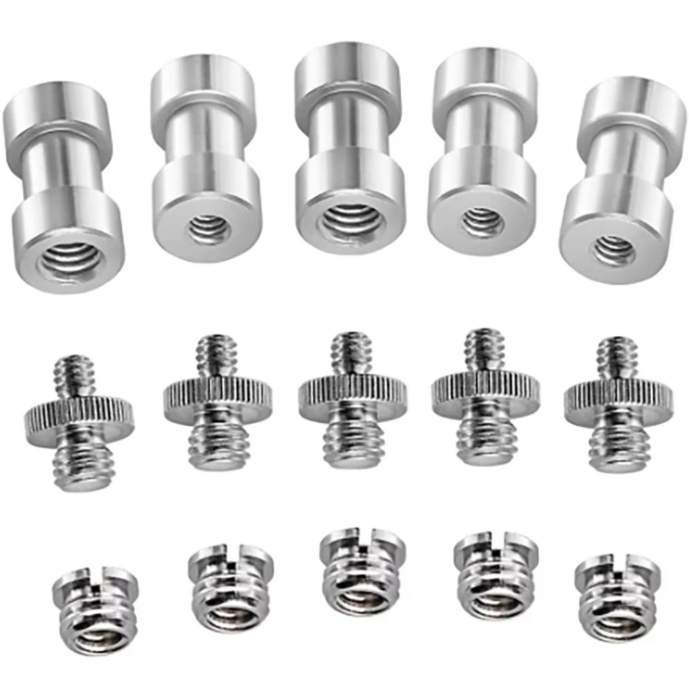 15 piezas 1/4 "3/8" Adaptador convertidor de tornillo roscado de metal para cámara DSLR, trípode, plataforma de hombro, soporte de luz, pieza 1/4-20 y 3/8-16