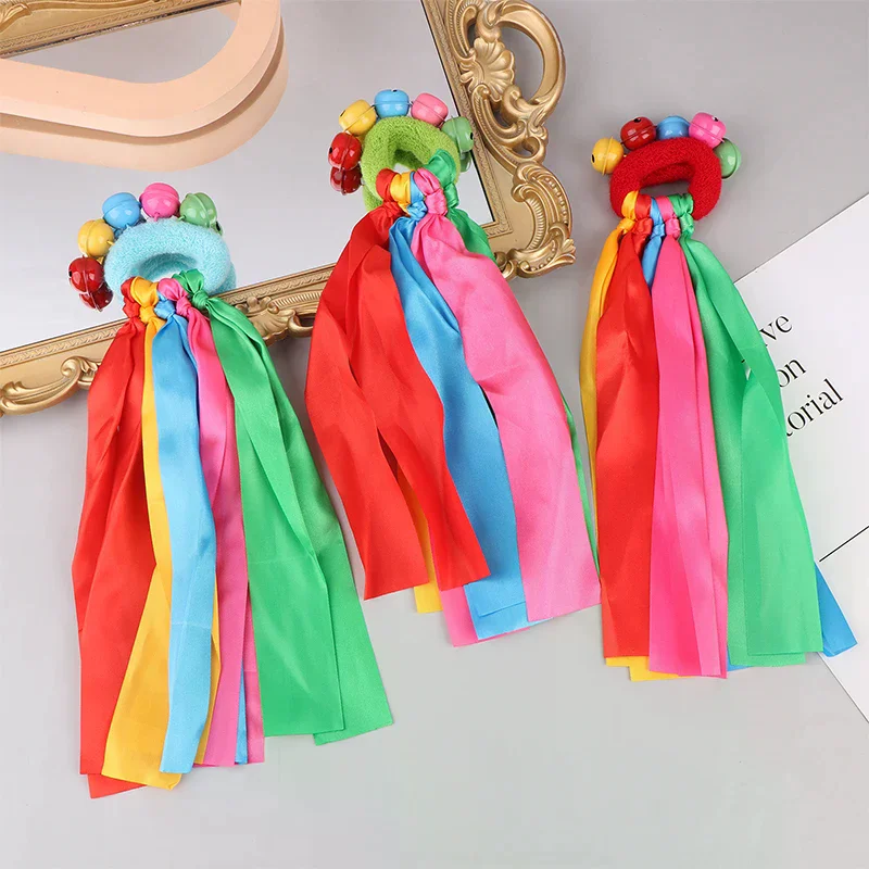 

1Pcs Children's Wrist Ribbon Team Sports Pompom Cheerleading Big Match Pom Club Dance Props Elastic Bracelet With Elastic Rope