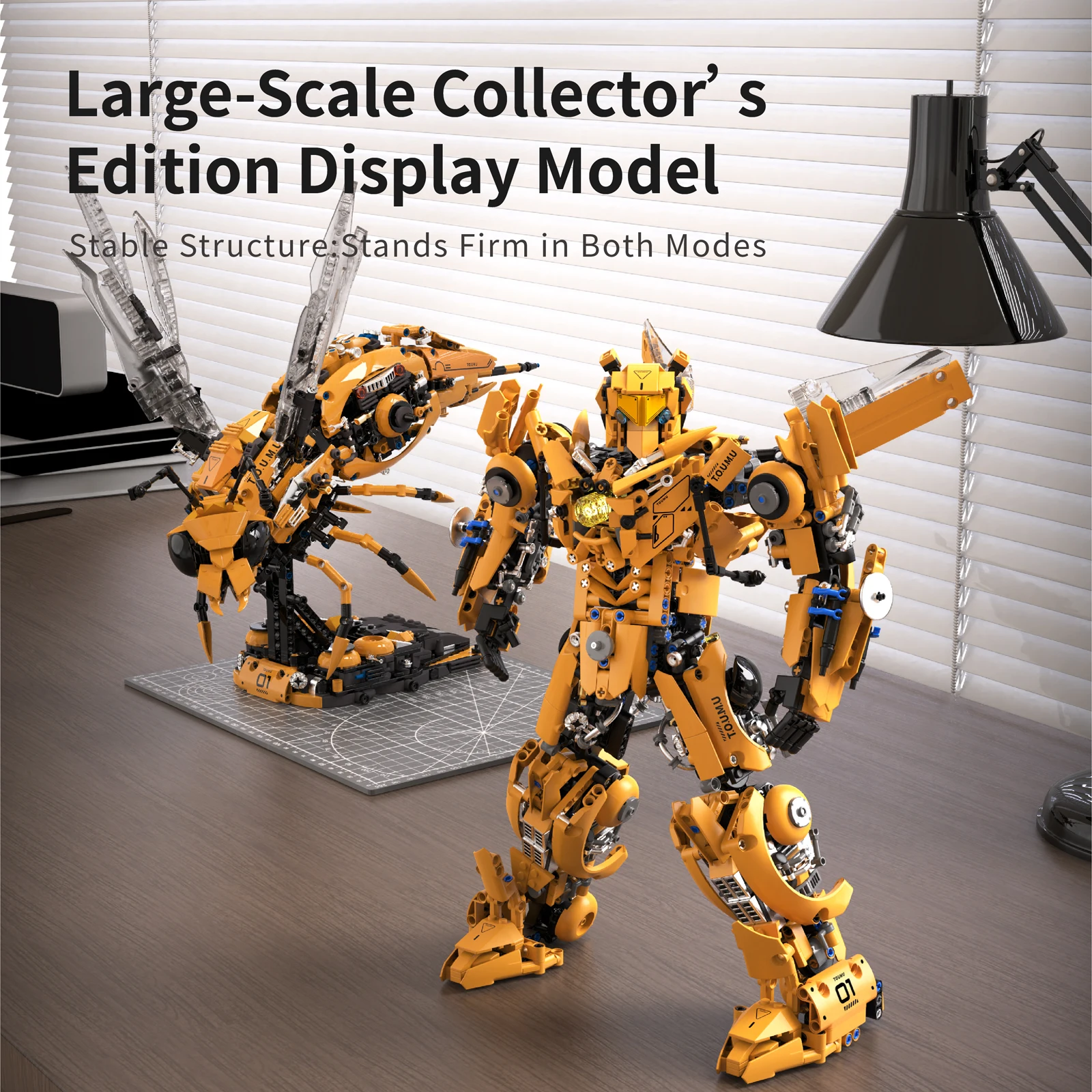 2025pcs Wasp Mecha Building Blocks Model Transformable 2-in-1 dengan Lampu LED