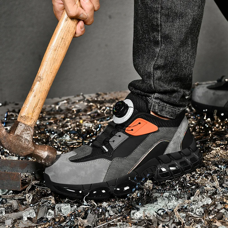 

Men's Military Tactical Army Boots with Side Zipper Anti-Slip Ankle Work Safety Hiking Shoes