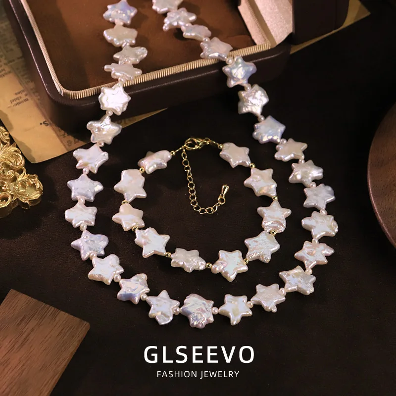 Baroque Pearl Necklace And Bracelet Set Handmade Design Versatile Jewelry Women
