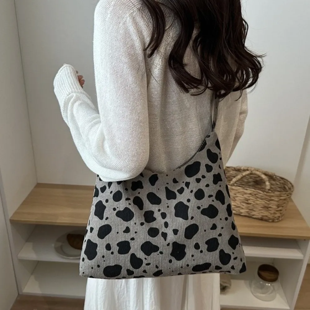 

New Design Cow Print Shoulder Bag Large Capacity Retro Style Leopard Print Crossbody Bag Adjustable Strap Double-sided