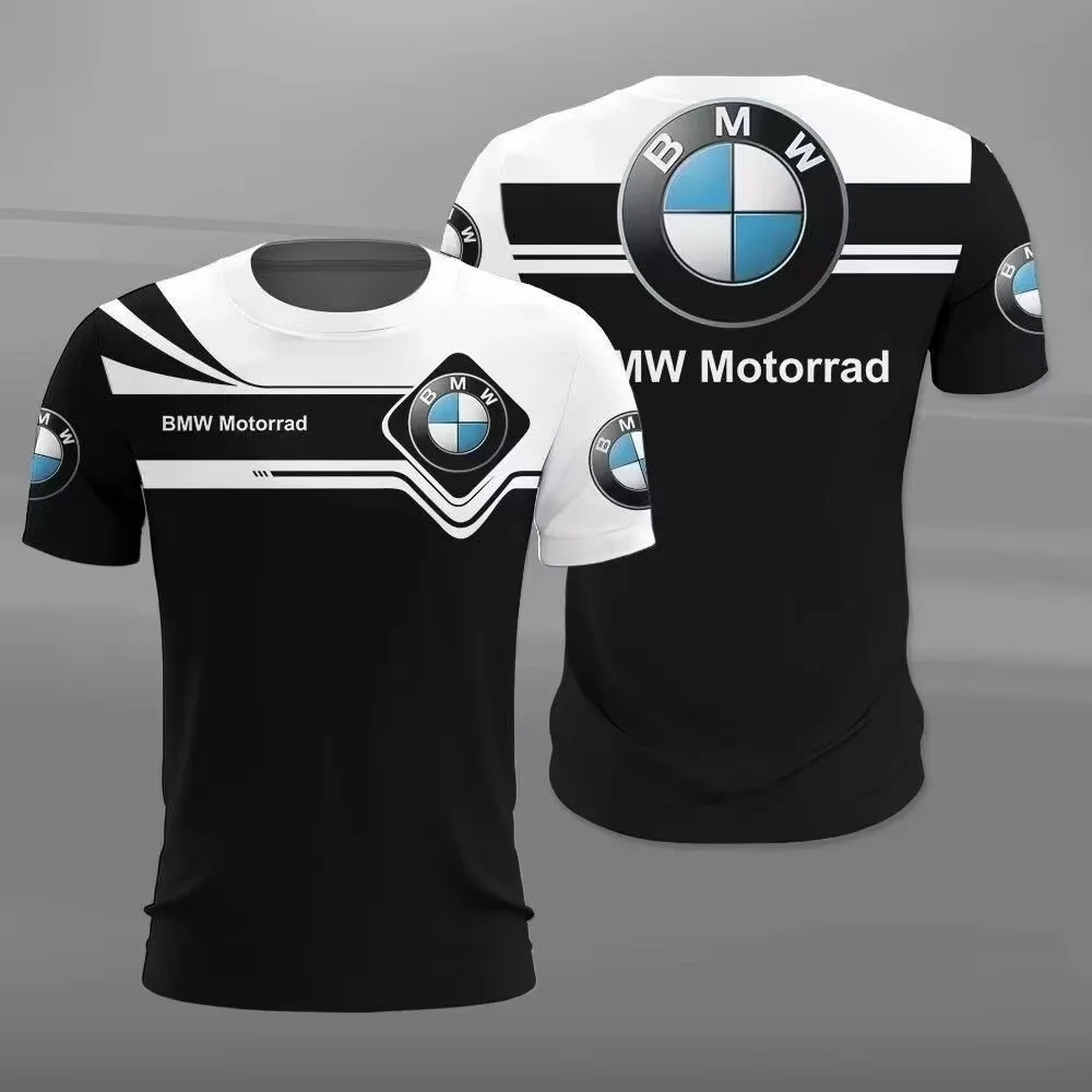 Summer 3D Printed BMW Breathable Quick Drying T-shirt Men's Motorcycle Racing Suit Round Neck Oversized Comfortable Top