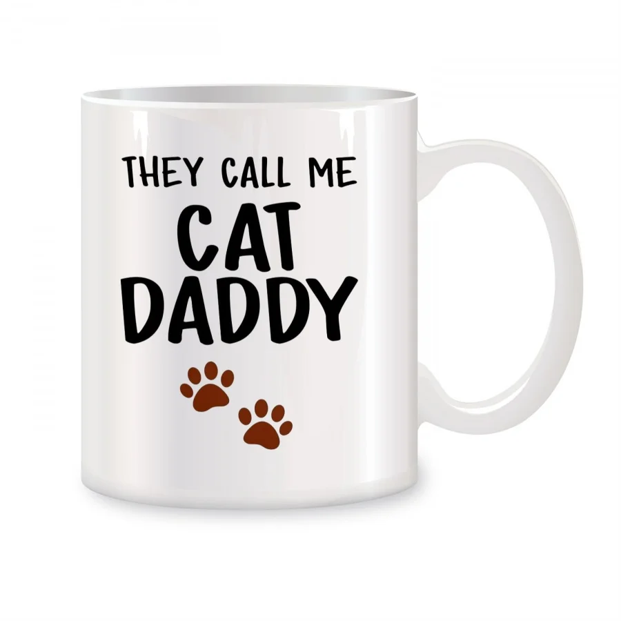 They Call Me Cat Daddy Mugs For Husband, Boyfriend, Coworkers, Dad, Father Birthday Novelty Coffee Ceramic Tea Cups White 11 oz