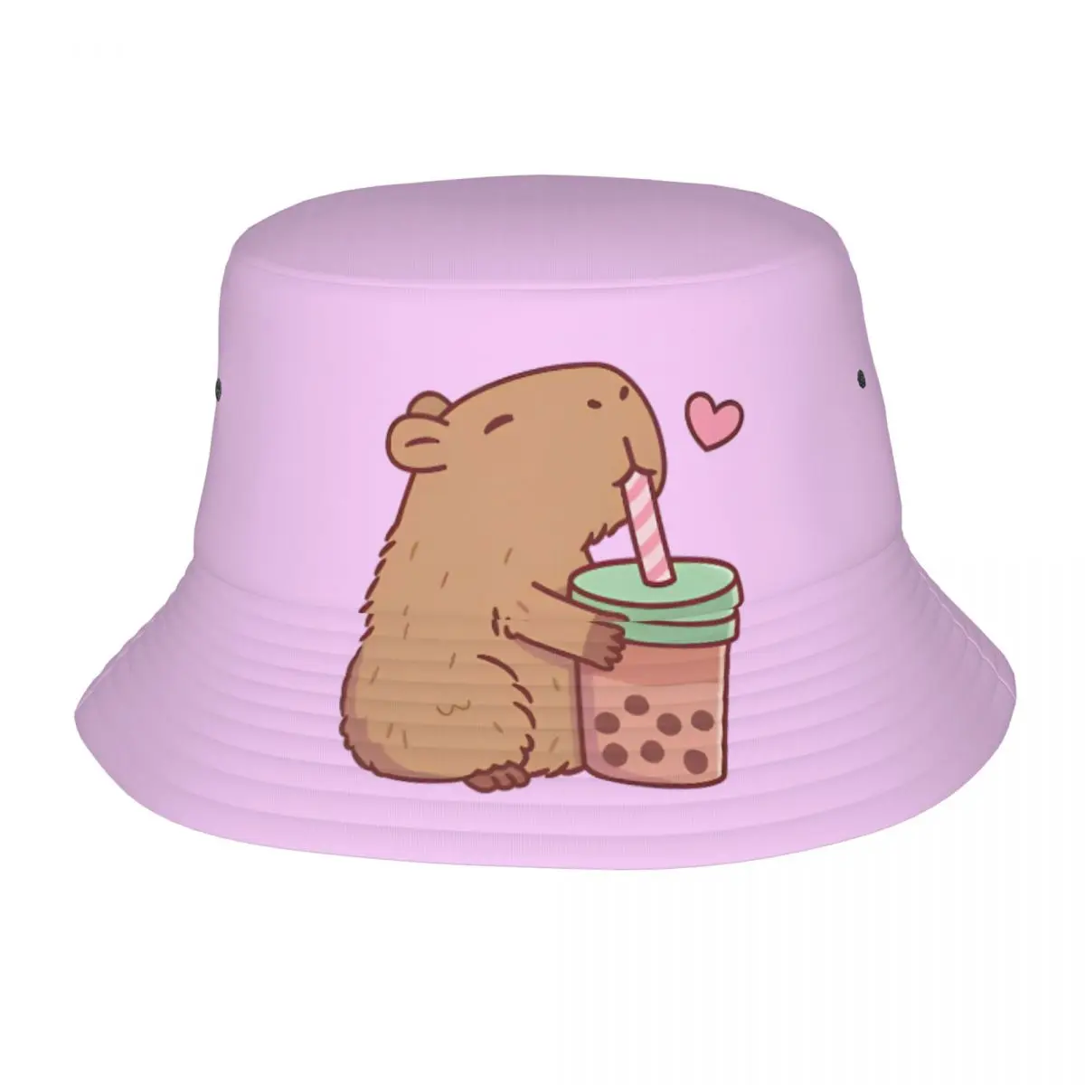 

Cute Capybara Loves Bubble Tea Bucket Hat for Women Summer Travel Sun Hat Trendy Lightweight for Outdoor Fishing Cap Ispoti Hat