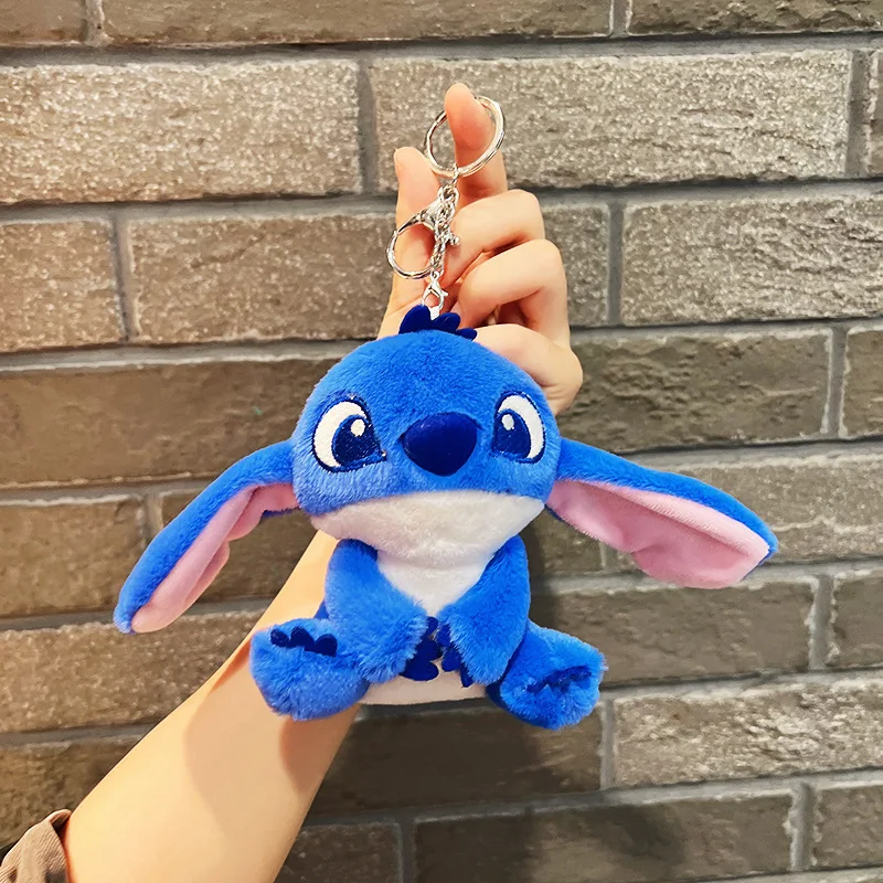 Lilo & Stitch Soft Rubber Keyring Ears Stitch Bag Pendant Pink Angel Keychain Fashion Car Accessories Disney Key Chain Kid Gifts