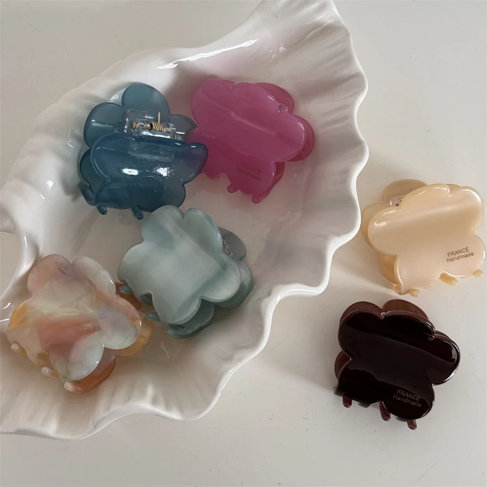 مخالب شعر صغيرة بزهور للنساء ، مشابك جانبية للفتيات ، نسخة رائعة صغيرة ، ملصق ذهبي ، لون حلوى الأسيتات ، إكسسوارات لطيفة ، صوفي