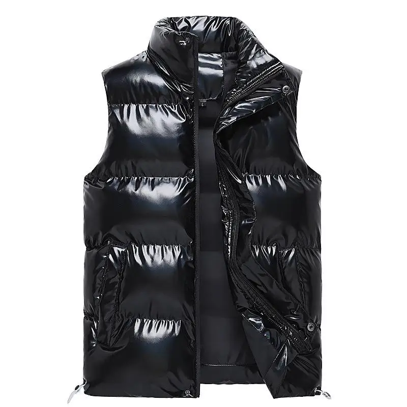 

Men's Faionable Thiened Bright Cotton Vest Autumn Winter Outerwear Trendy oulder Pad Jaet Urban Sle Polyester Filled