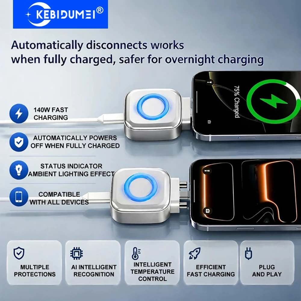 KEBIDUMEI Auto Stop Overcharge Protector 140W Fast Charging Safety Device Automatic Cut Off Charging Protector for USB Charging