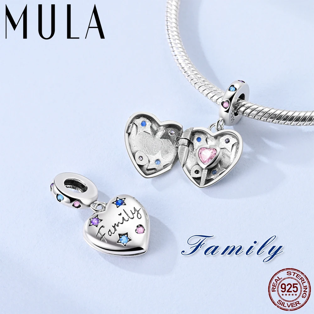 Mula 1 peça 925 prata balançar amuletos família amor abertura e fechamento pingentes caber contas originais fazendo joias da moda