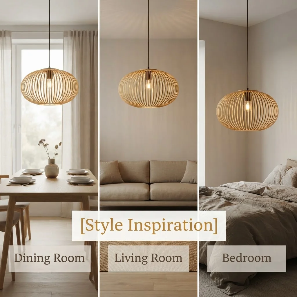 Wabi Sabi Bamboo Pendant Light Handwoven Oval Frame Adjustable Cable E27 EU Rustic Organic Hanging Lamp for Home Interior