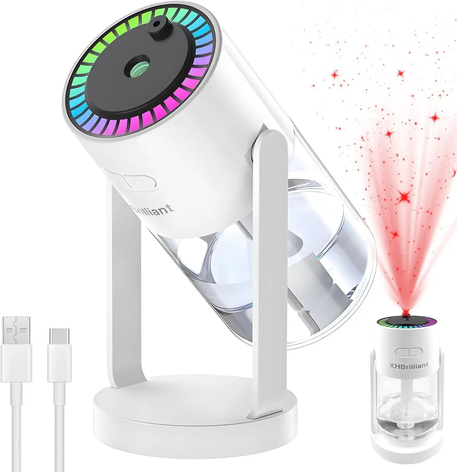 

Увлажнитель воздуха с питанием от USB и функцией проекционного таймера звездного неба для 6-8 часов автоматического отключения и красочного освещения